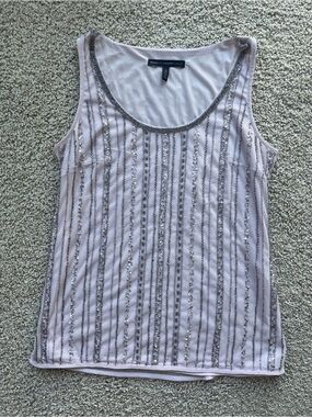 White House Black Market Embellished Scoop Neck Tank